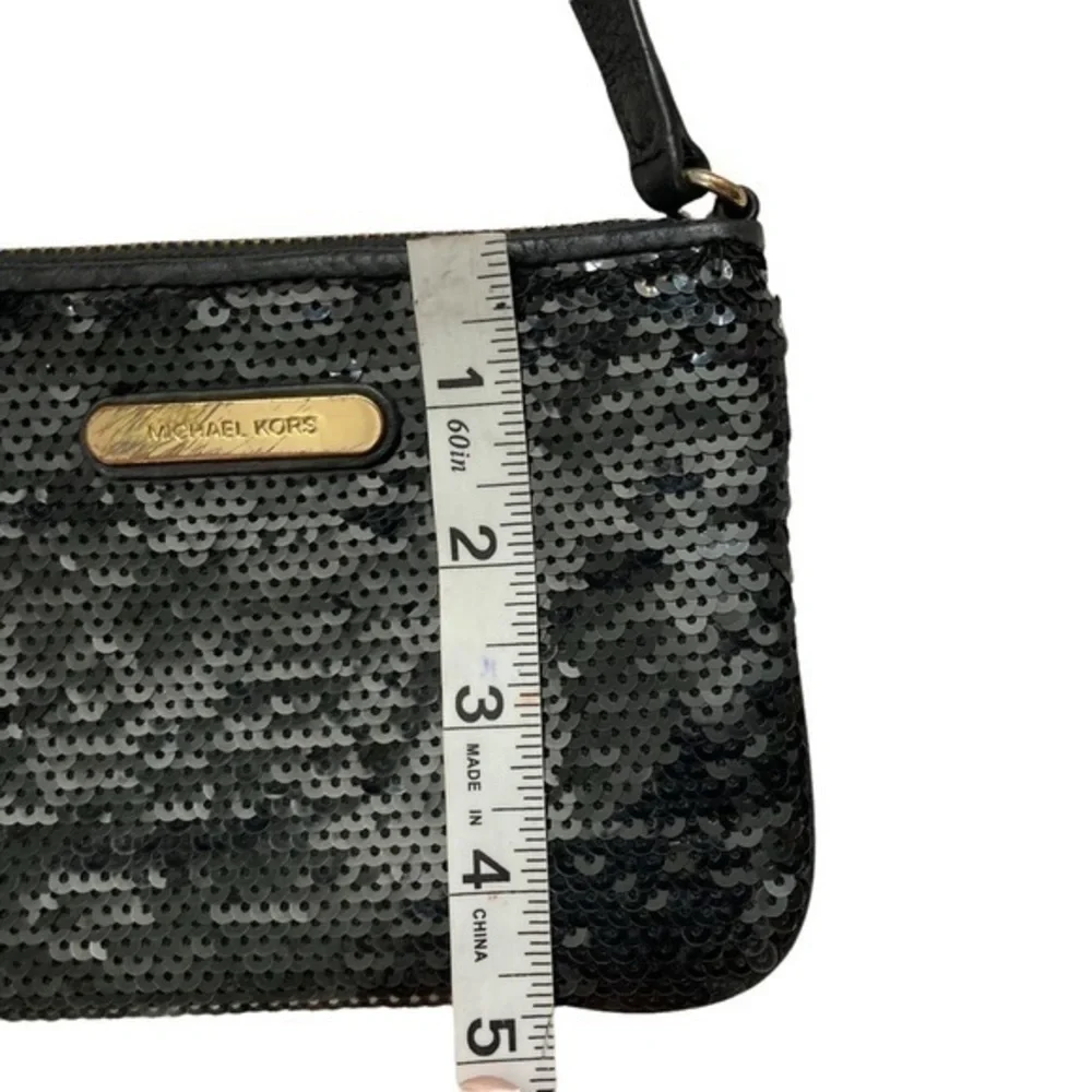 Michael kors black sequence wristlet mini bag